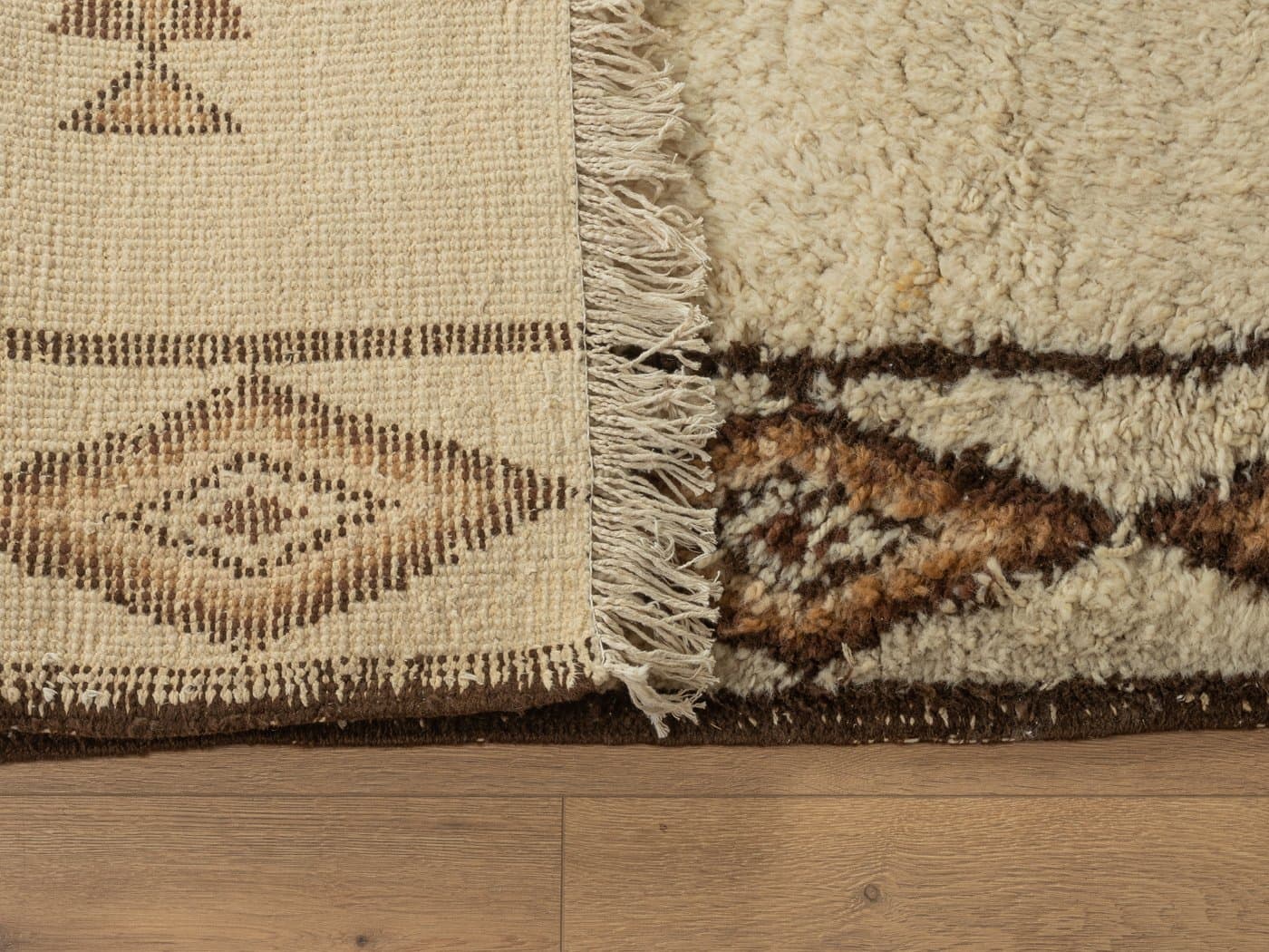 Dywan berberyjski, 350x240 cm, wełna brązowy kremowy, Maroko, lata 60. - 283918