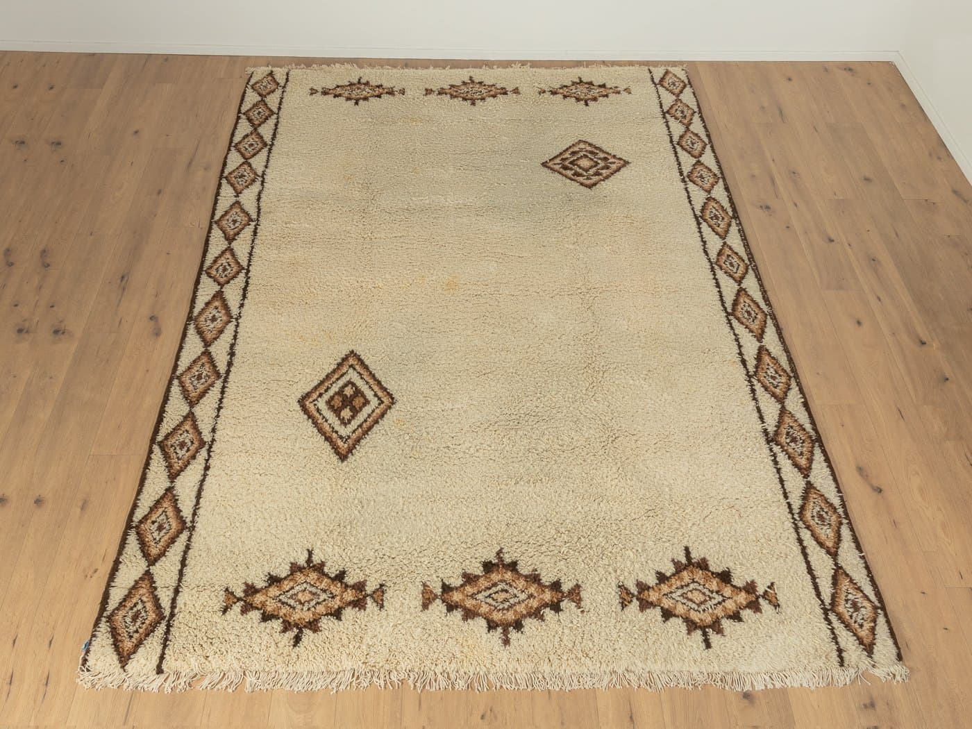 Dywan berberyjski, 350x240 cm, wełna brązowy kremowy, Maroko, lata 60. - 283914