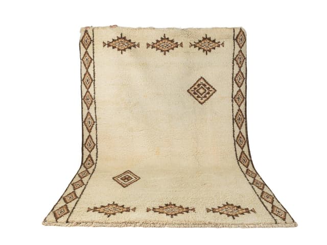 Dywan berberyjski, 350x240 cm, wełna brązowy kremowy, Maroko, lata 60. - WYMIARY