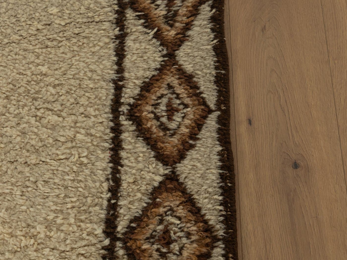 Dywan berberyjski, 350x240 cm, wełna brązowy kremowy, Maroko, lata 60. - 283915