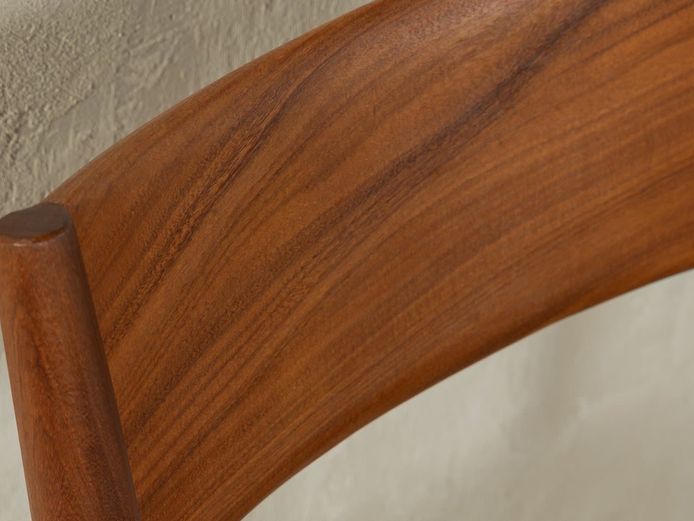 Krzesło do jadalni, czarna tkanina, teak brązowy, proj. G. Leowald, Niemcy, lata 50. - 283885