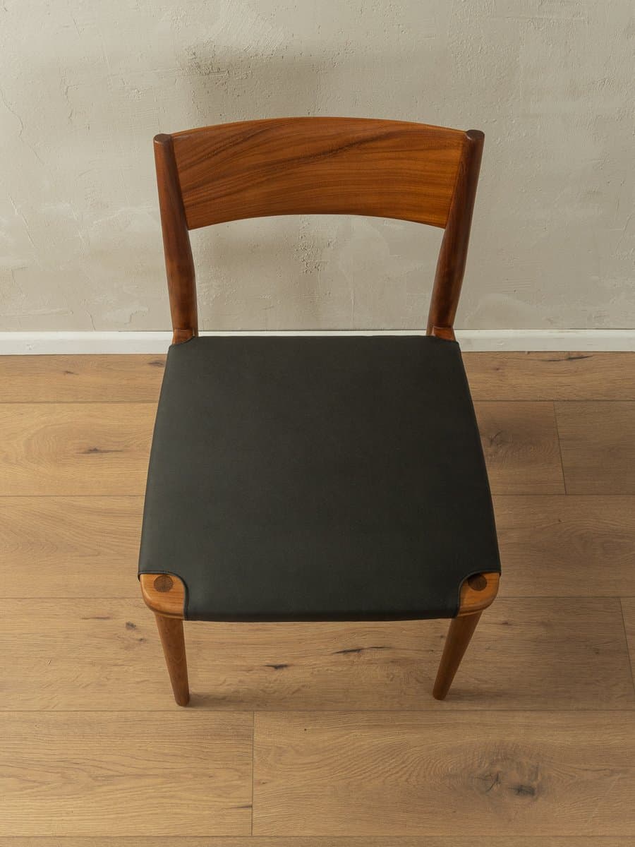 Krzesło do jadalni, czarna tkanina, teak brązowy, proj. G. Leowald, Niemcy, lata 50. - 283884