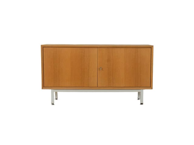 Komoda, dąb brązowy, stal biała, Niemcy, lata 60. - WYMIARY