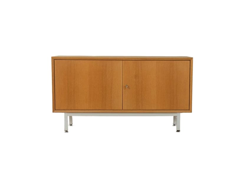 Komoda, dąb brązowy, stal biała, Niemcy, lata 60.