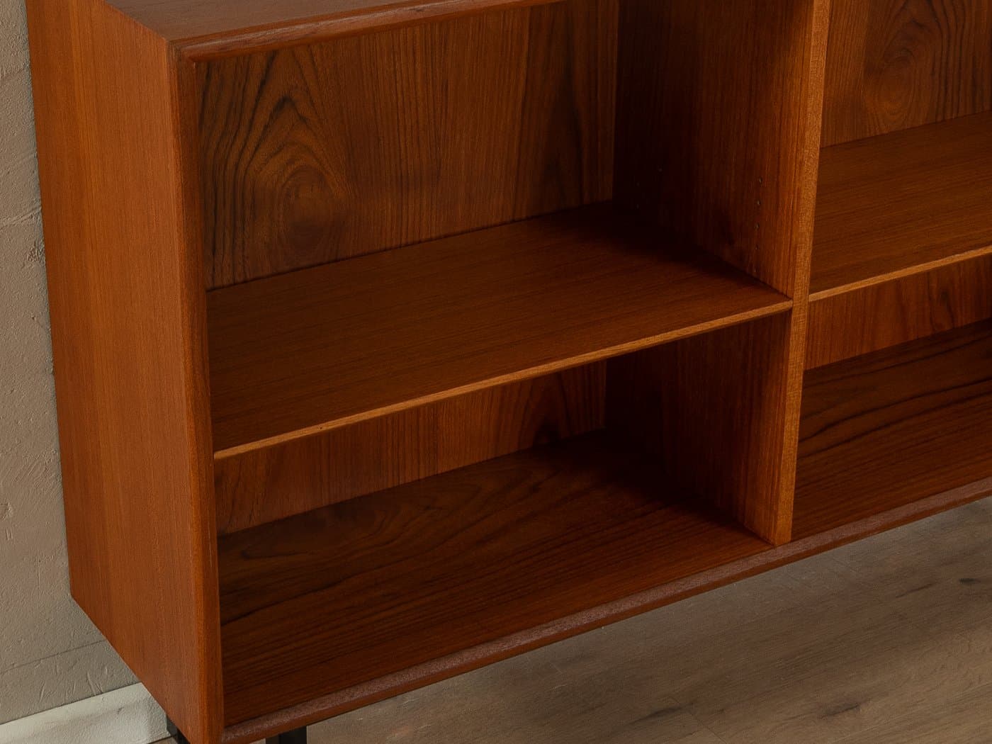 Regał-komoda, brązowy, orzech, stal czarna, Niemcy, lata 60. - 283852