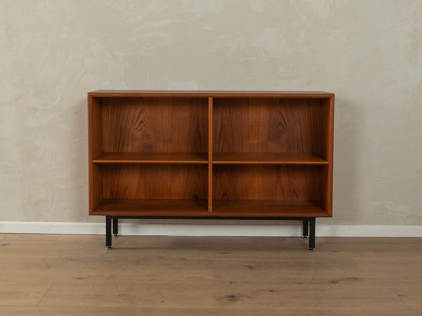 Regał-komoda, brązowy, orzech, stal czarna, Niemcy, lata 60. - 283854