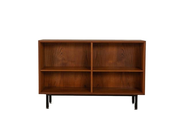 Regał-komoda, brązowy, orzech, stal czarna, Niemcy, lata 60. - WYMIARY