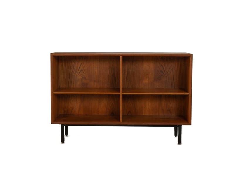 Regał-komoda, brązowy, orzech, stal czarna, Niemcy, lata 60.