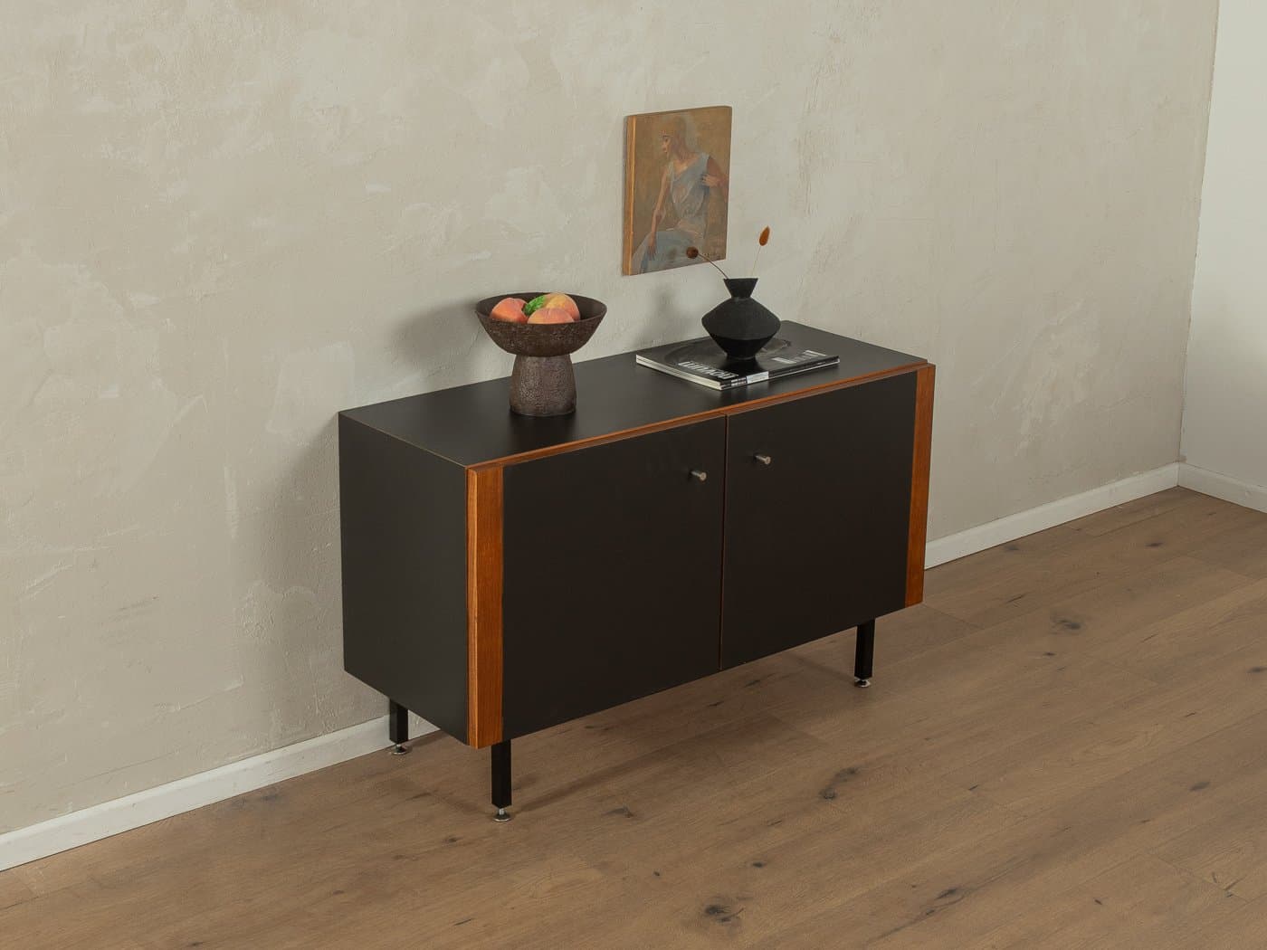 Komoda, czarna, teak brązowy, Niemcy, lata 60. - 283842