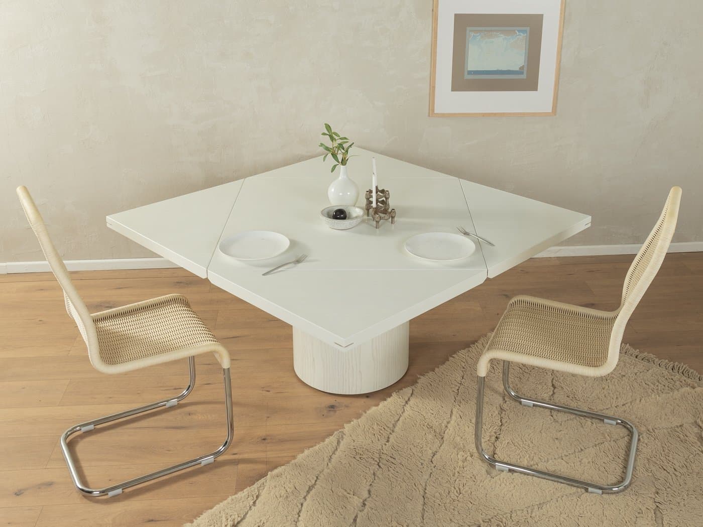 Dining Table Quadrondo, white ash, by E. Nagel, Germany, 1980s. - 283824