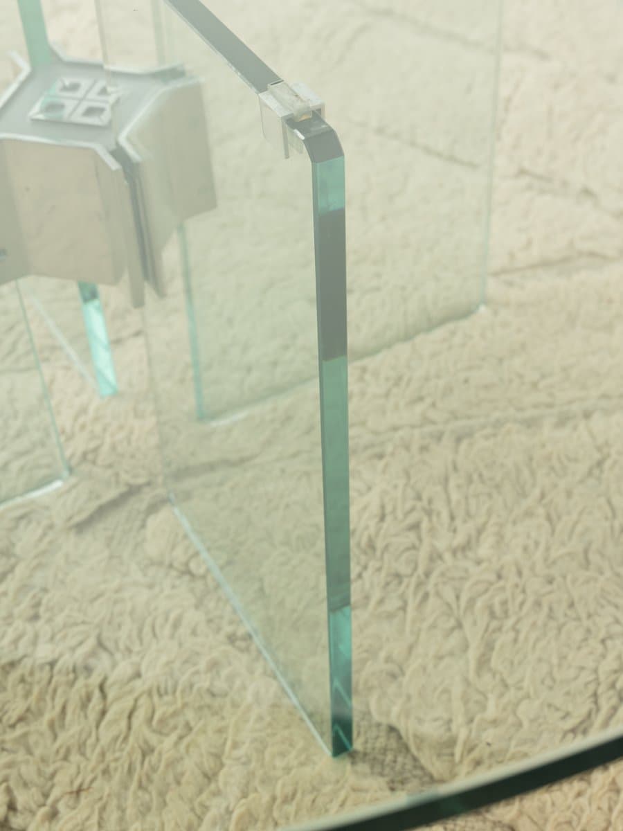 Stolik kawowy, transparentny, szkło, proj. P. Ghyczy, Holandia, lata 70. - 283794