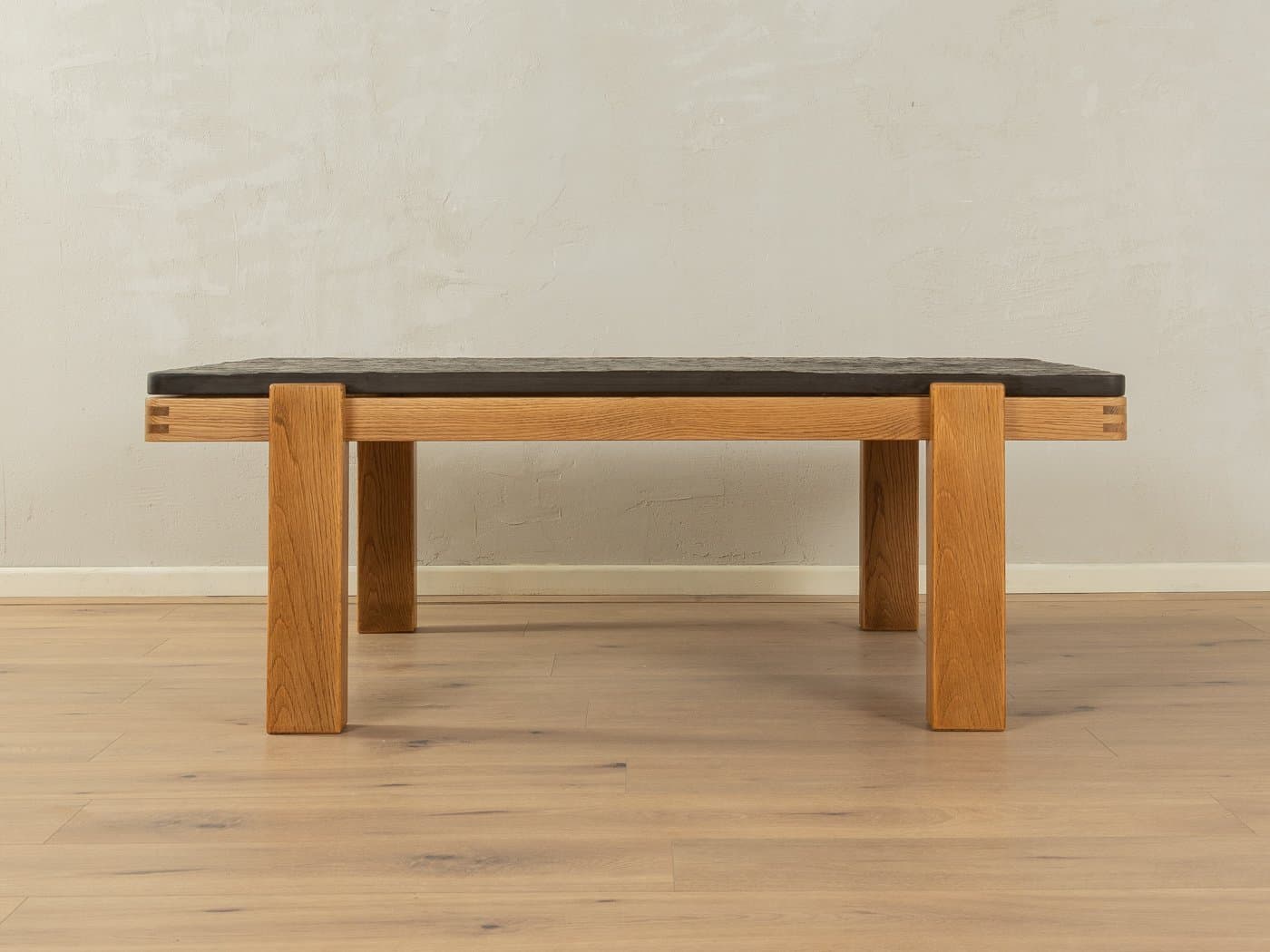 Stolik kawowy, granit czarny, dąb, Niemcy, lata 60. - 283783