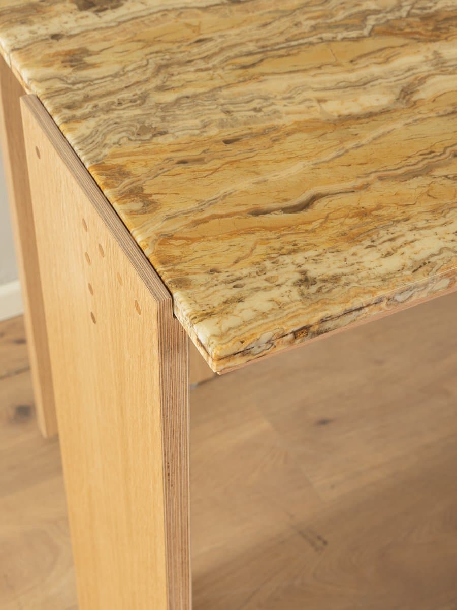 Desk, beige oak, cream marble, Germany, 1960s. - 284199