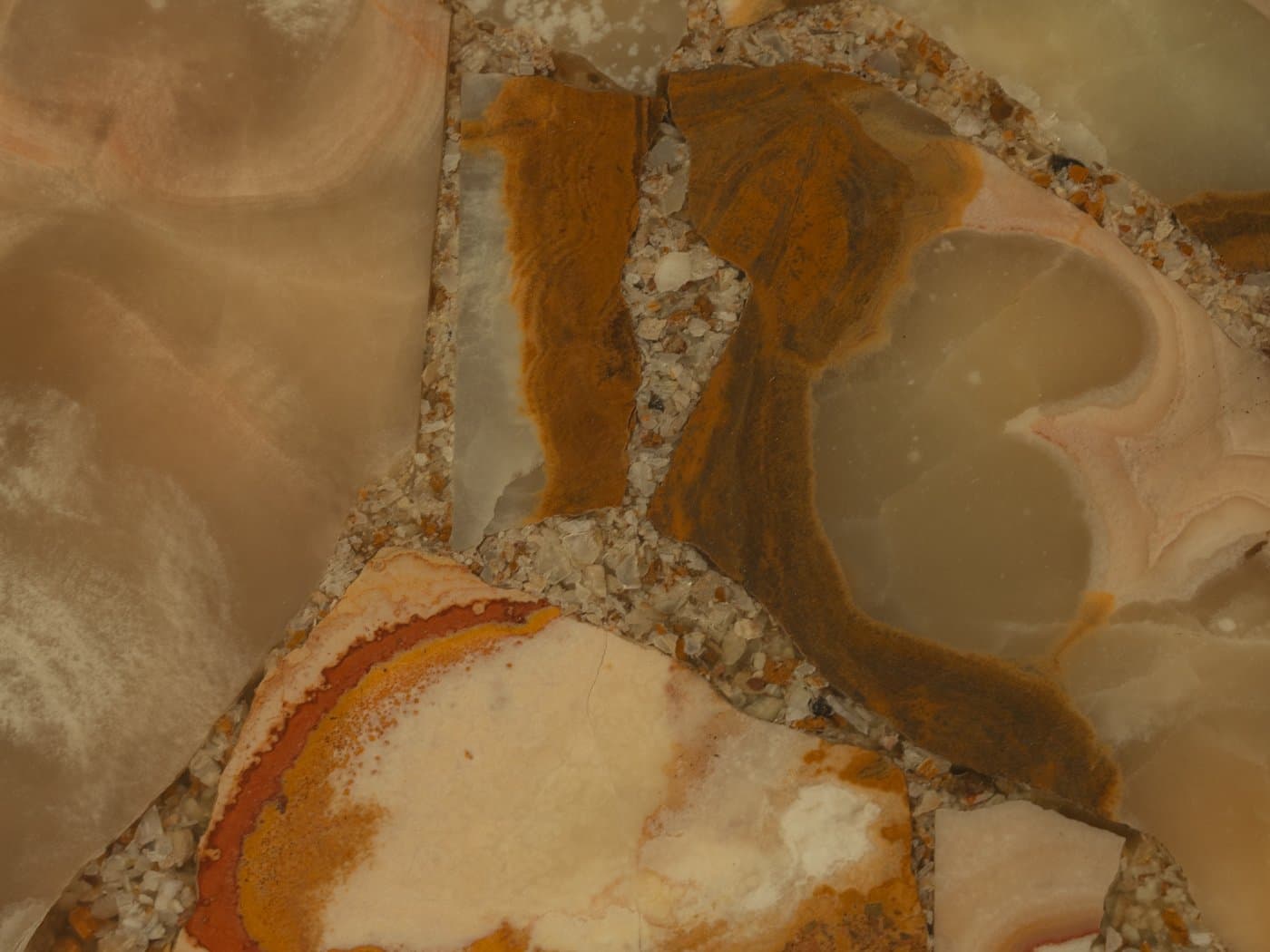 Stolik kawowy, onyks beżowy, stal nierdzewna, Niemcy, lata 60. - 284162