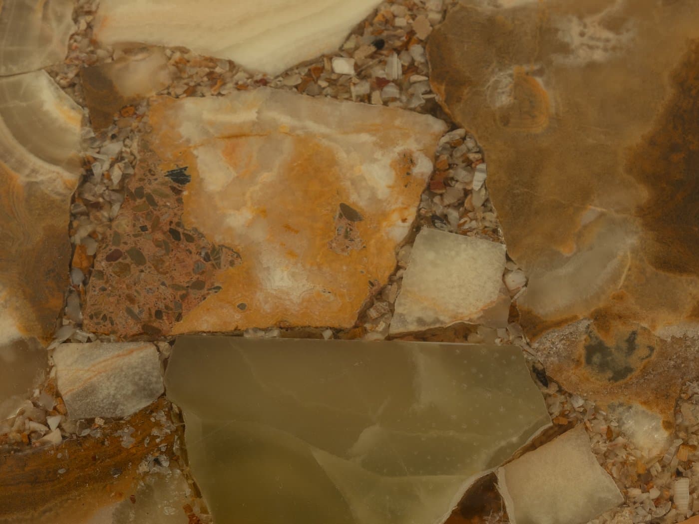 Stolik kawowy, onyks beżowy, stal nierdzewna, Niemcy, lata 60. - 284161