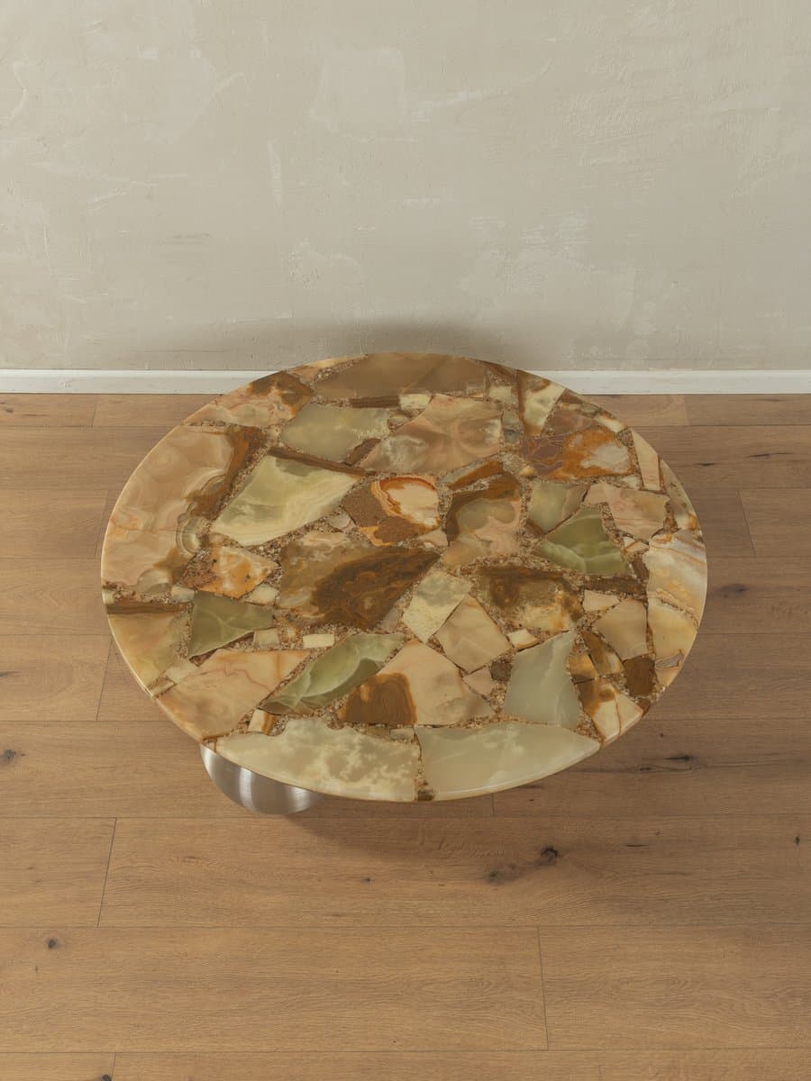 Stolik kawowy, onyks beżowy, stal nierdzewna, Niemcy, lata 60. - 284159