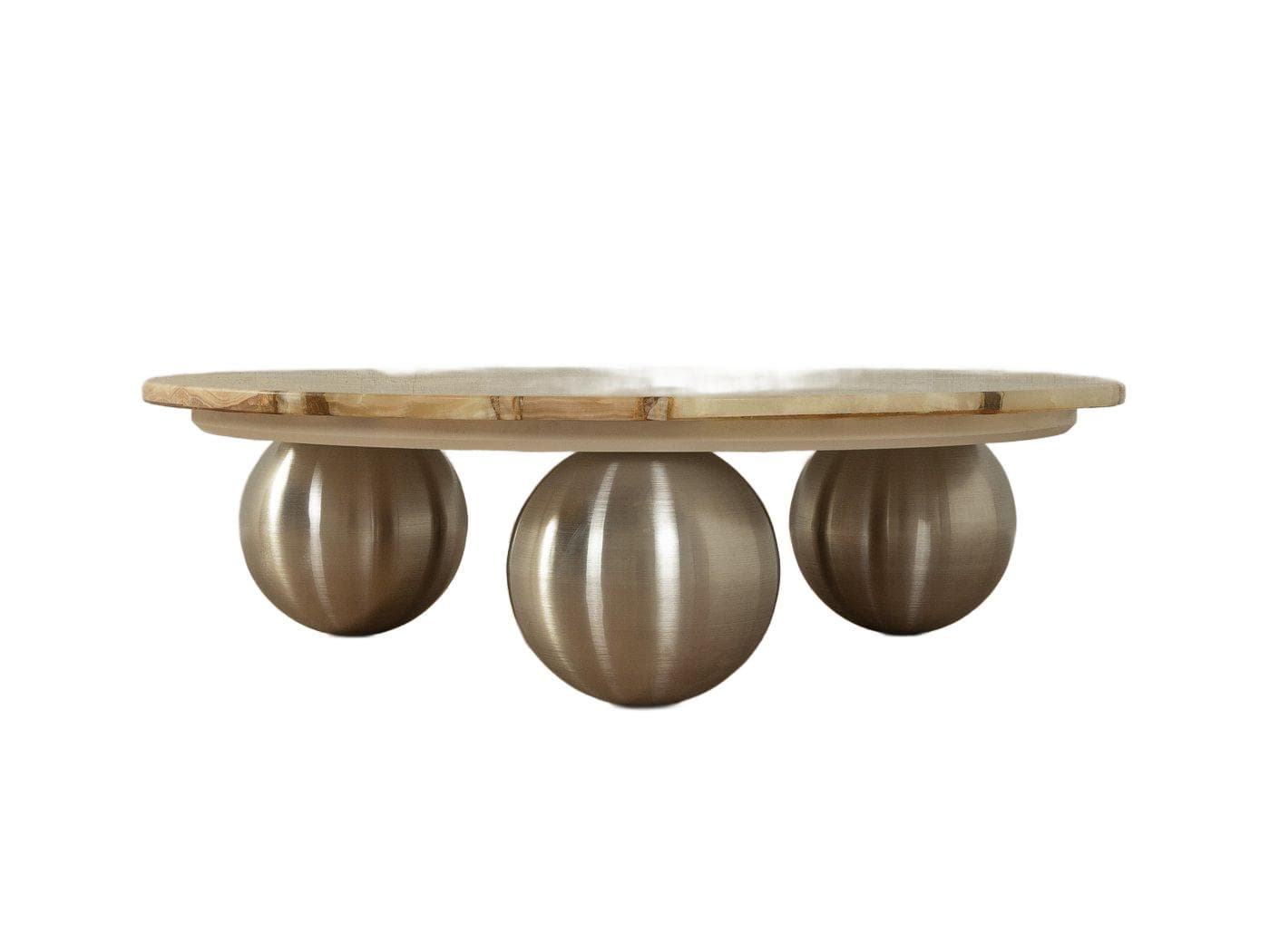 Stolik kawowy, onyks beżowy, stal nierdzewna, Niemcy, lata 60.