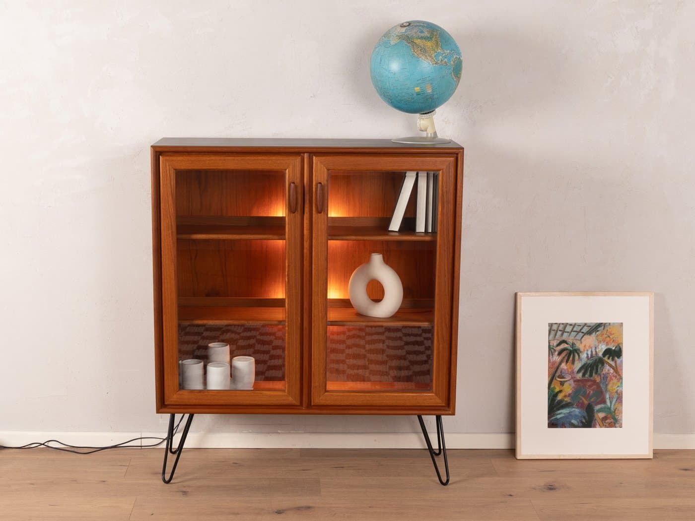 Witryna, brązowy, teak szkło, Niemcy, lata 60. - 284140