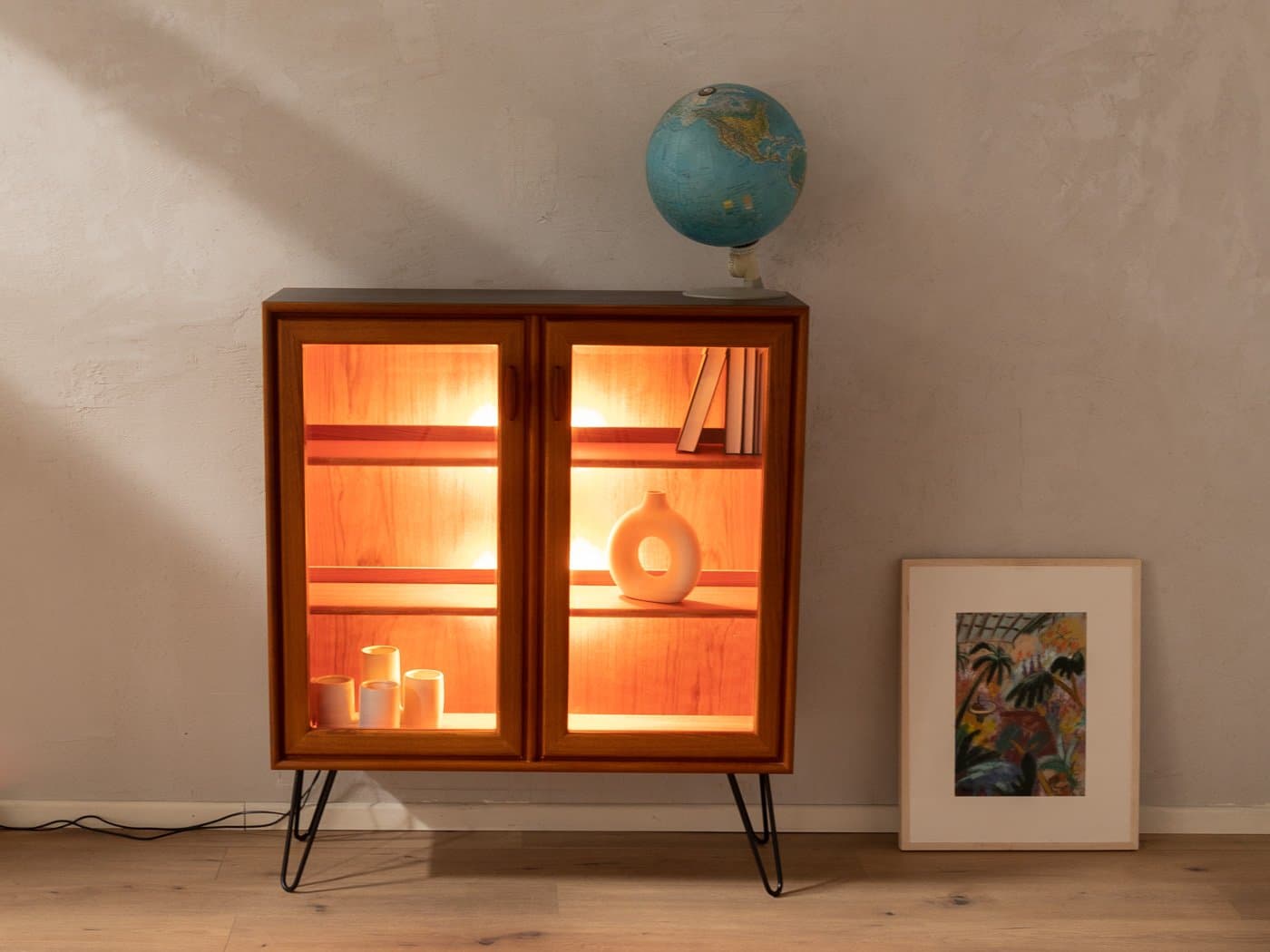 Witryna, brązowy, teak szkło, Niemcy, lata 60. - 284141