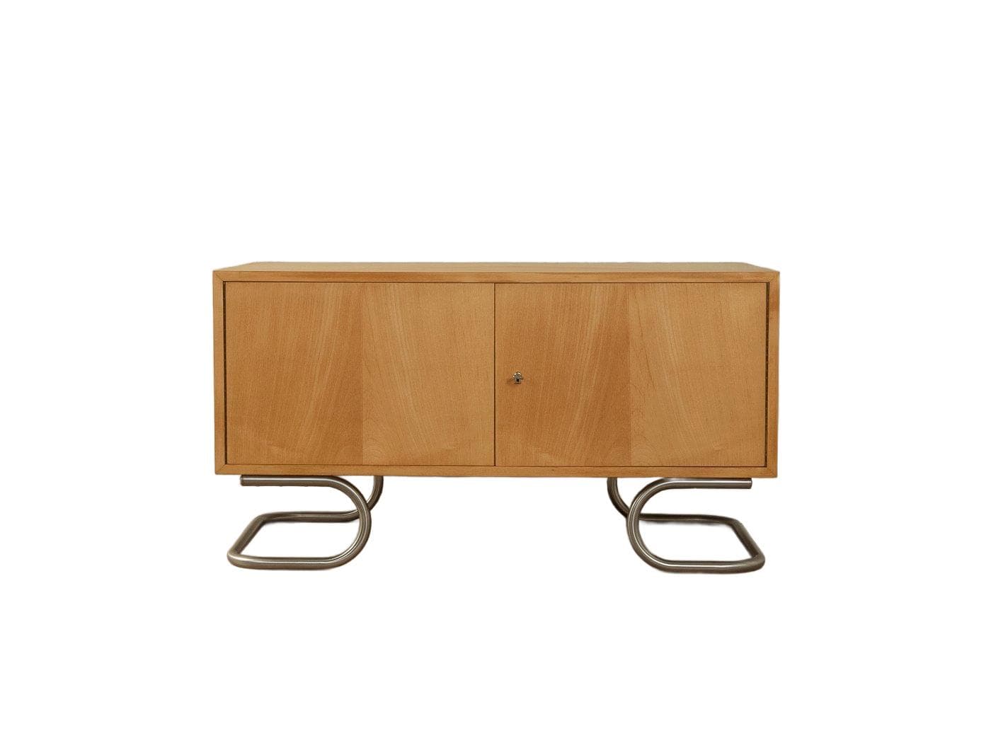 Sideboard, czereśnia brąz, stal nierdzewna, WK Möbel, Niemcy, lata 60.