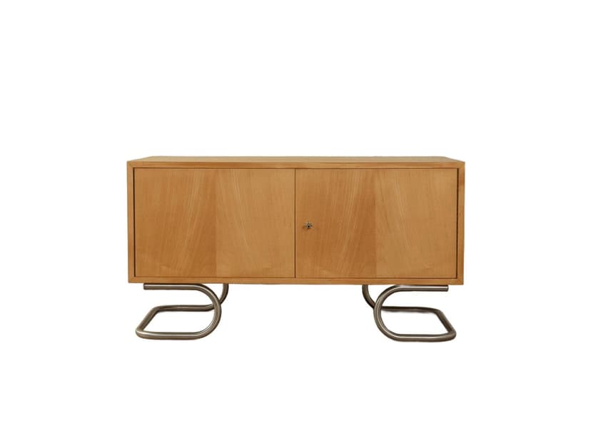 Sideboard, czereśnia brąz, stal nierdzewna, WK Möbel, Niemcy, lata 60.