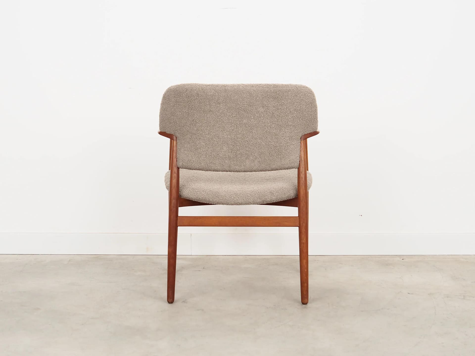 Fotel, boucle beżowy, dąb, proj. E. Larsen & A. B. Madsen, dla Fritz Hansen, Dania, lata 60. - 20808