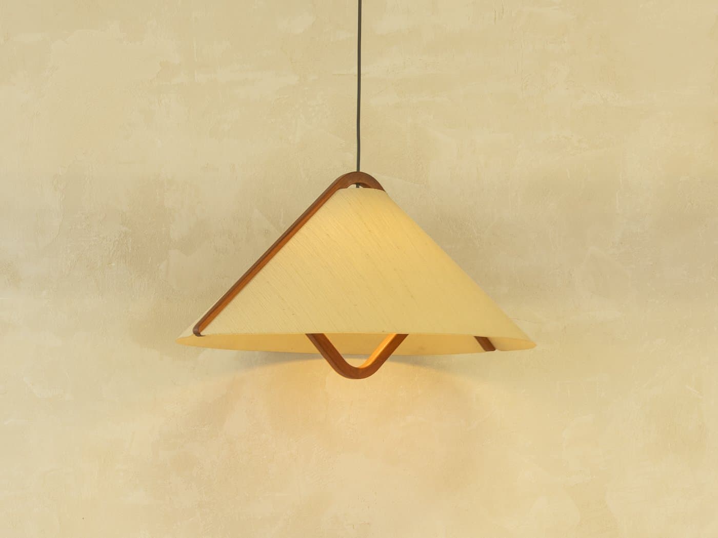 Lampa sufitowa, kremowy, teak, Domus, Niemcy, lata 60. - 284090