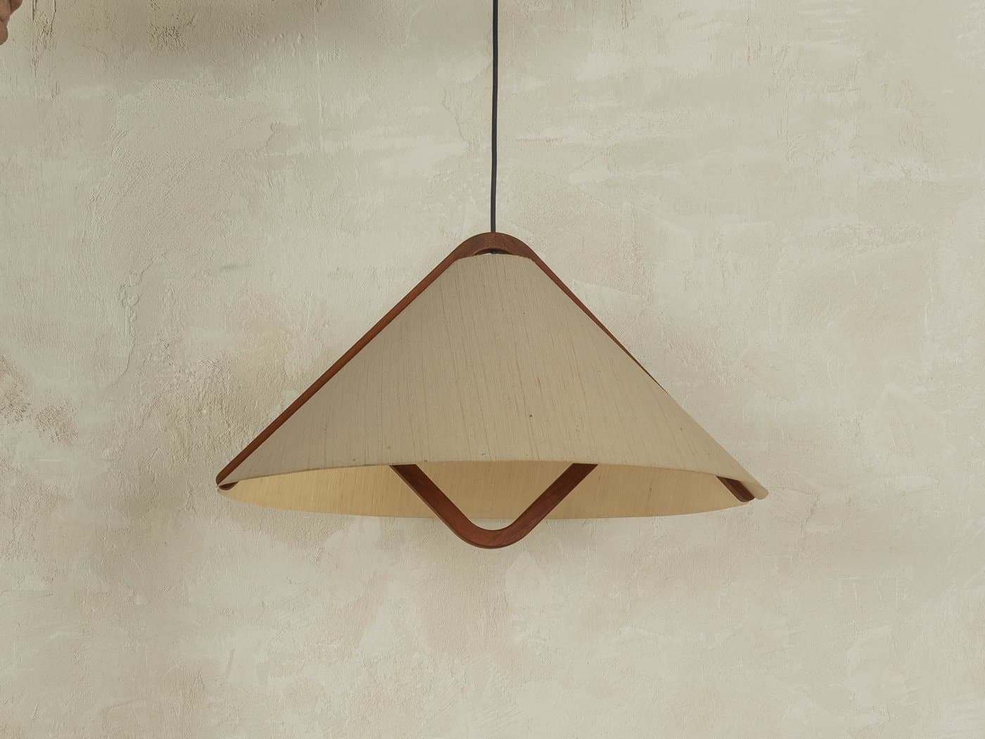 Lampa sufitowa, kremowy, teak, Domus, Niemcy, lata 60. - 284083