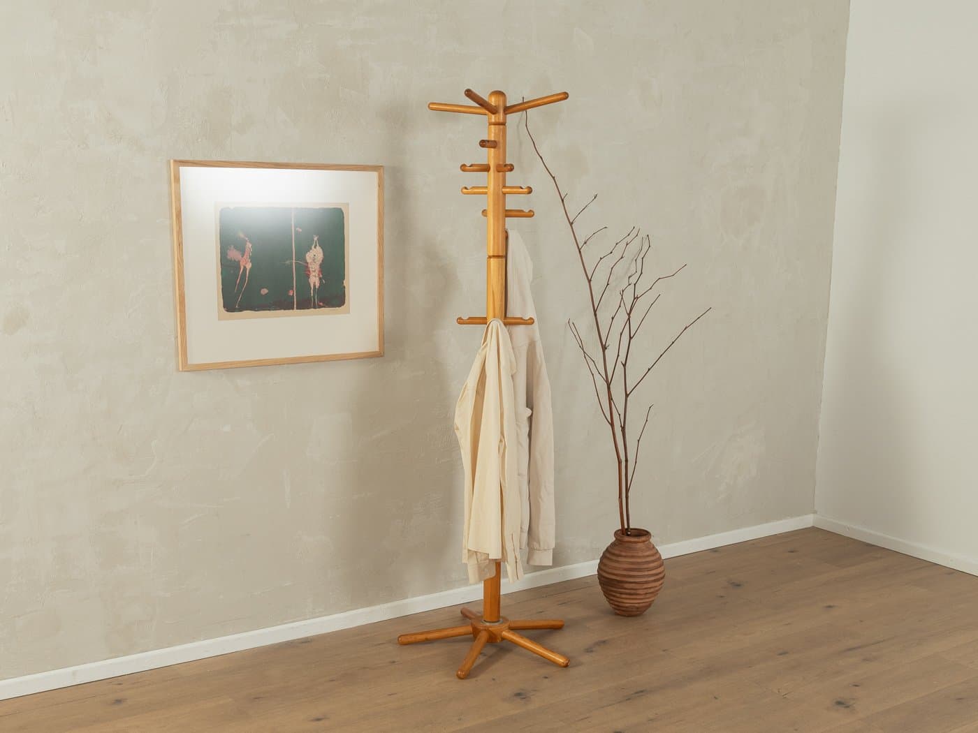 Wieszak stojący, brązowy, sosna, Niemcy, lata 80. - 284067