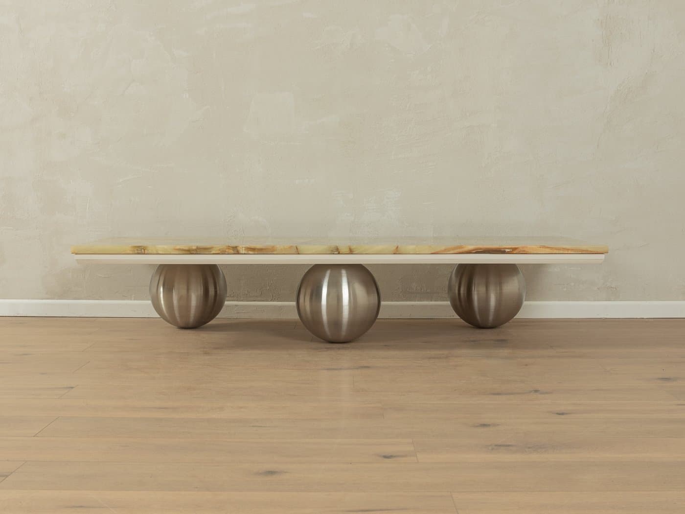 Coffee table, beige onyx, stainless steel, Germany, 1960s. - 284065