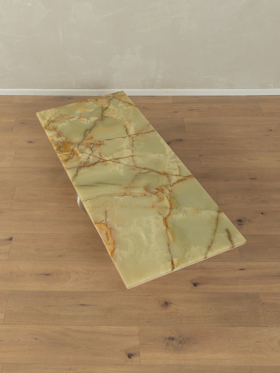 Coffee table, beige onyx, stainless steel, Germany, 1960s. - 284060