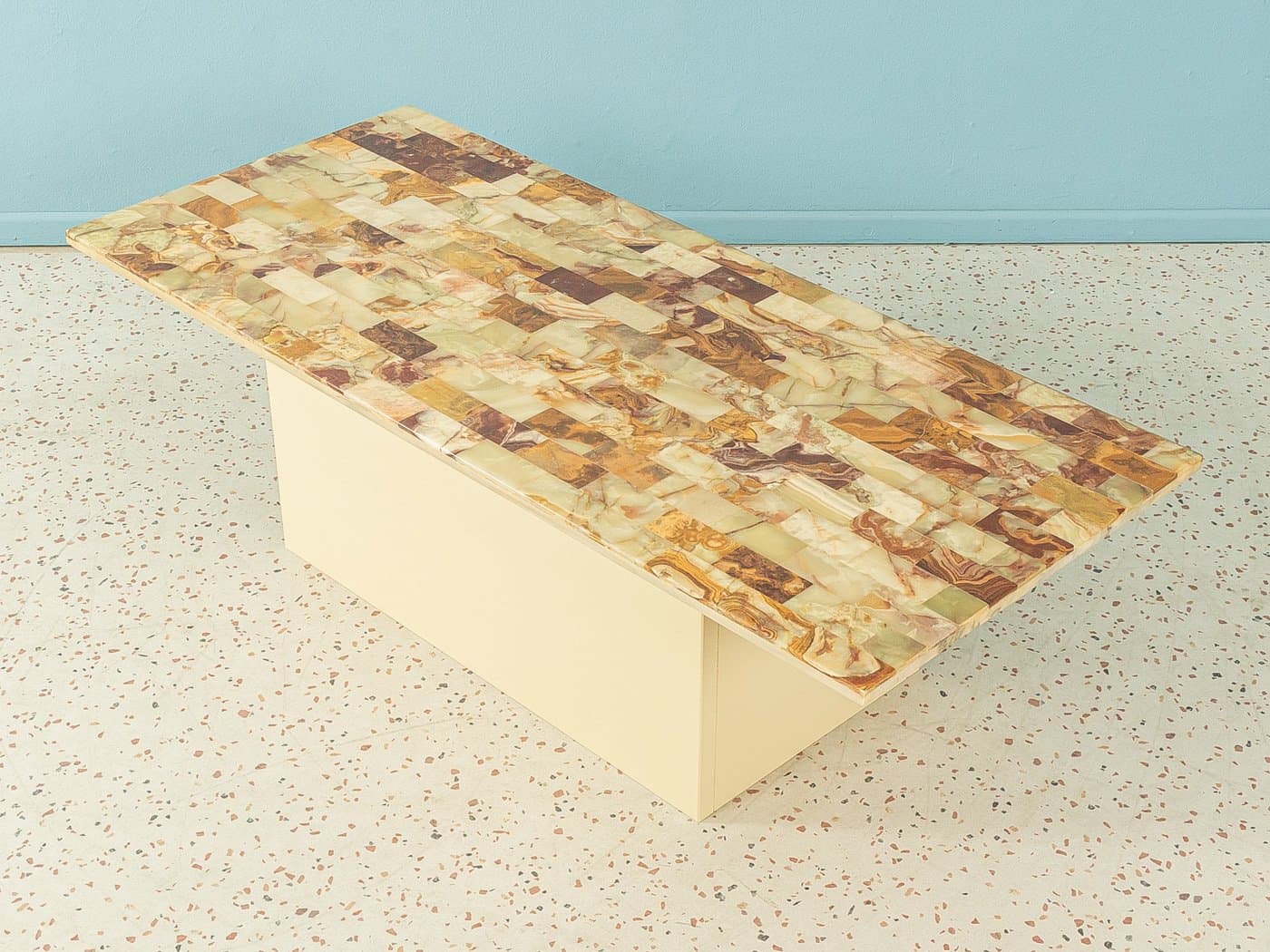 Stolik kawowy, onyks beżowy, drewno kremowy, Niemcy, lata 60. - 284056