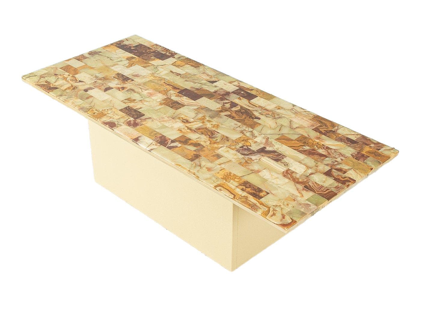 Stolik kawowy, onyks beżowy, drewno kremowy, Niemcy, lata 60.