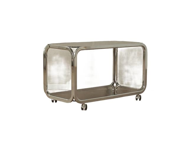 Stolik boczny, szkło barwione, chrom, Niemcy, lata 70. - WYMIARY