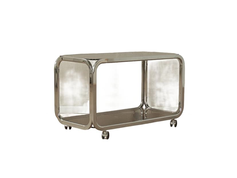 Stolik boczny, szkło barwione, chrom, Niemcy, lata 70.