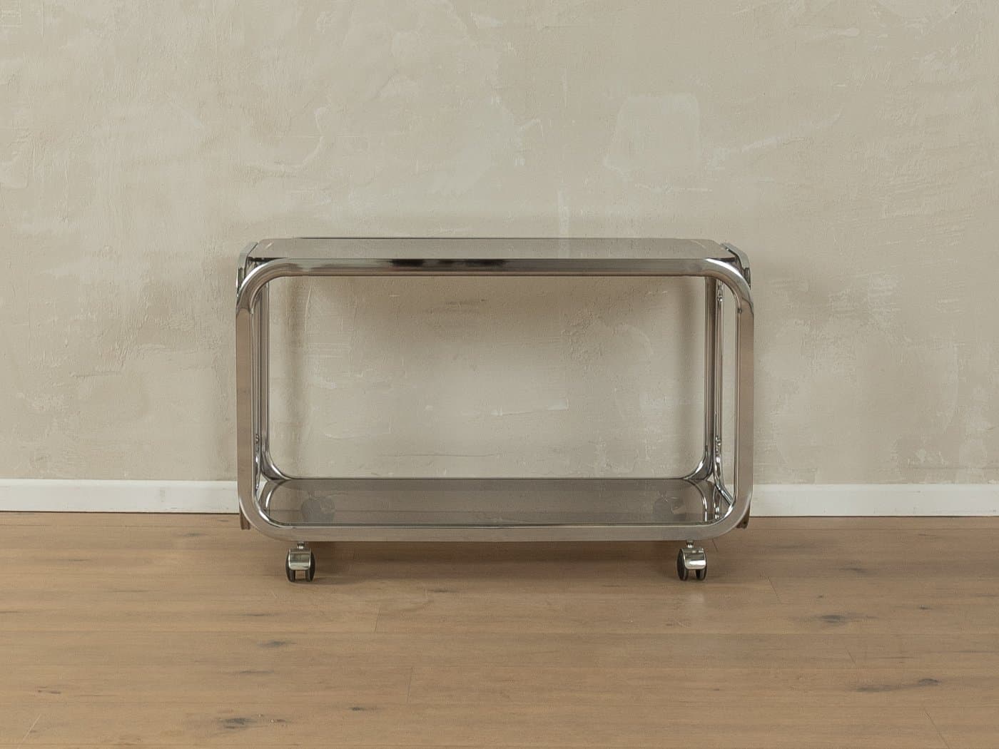 Stolik boczny, szkło barwione, chrom, Niemcy, lata 70. - 284018