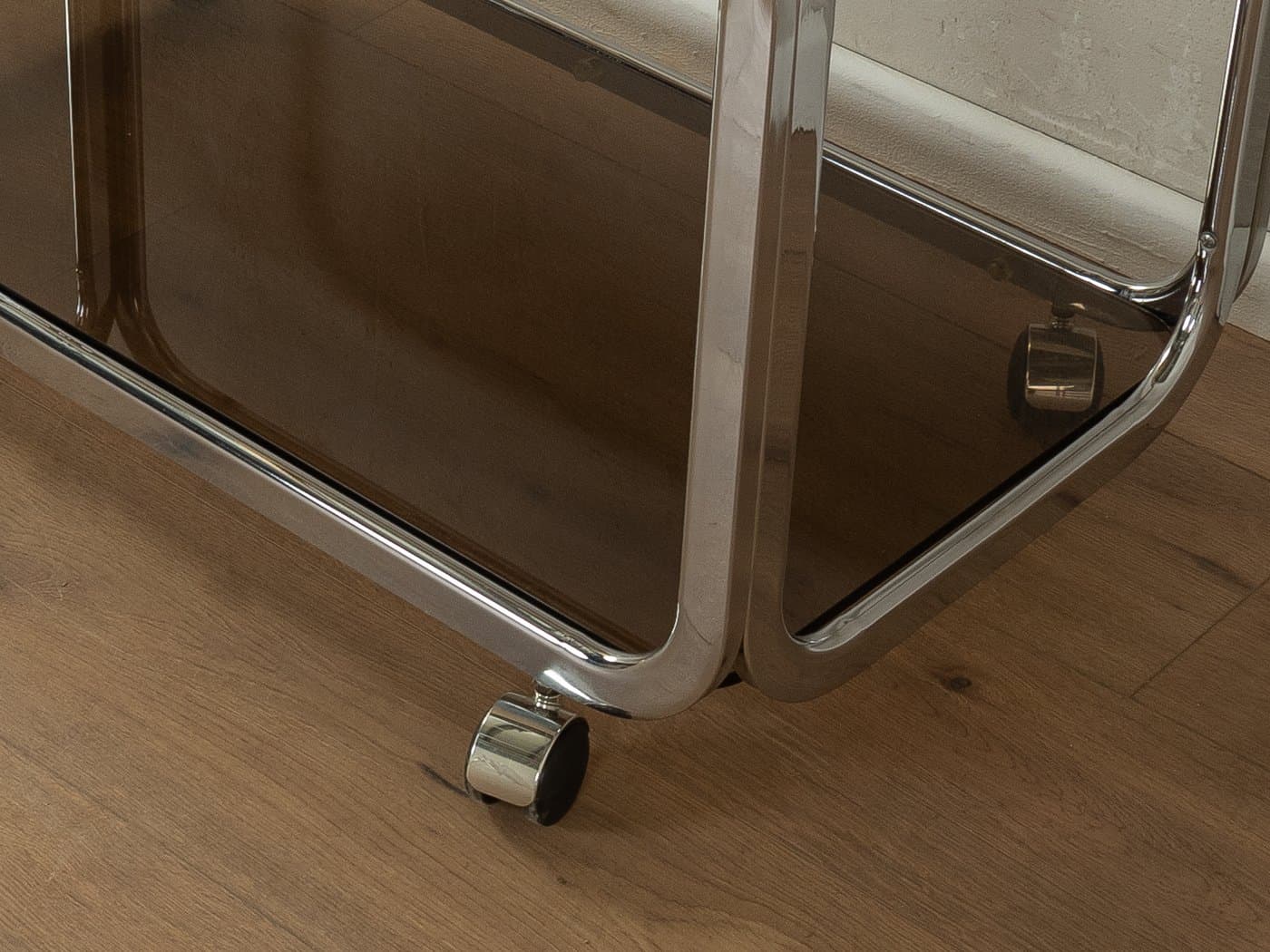 Stolik boczny, szkło barwione, chrom, Niemcy, lata 70. - 284020