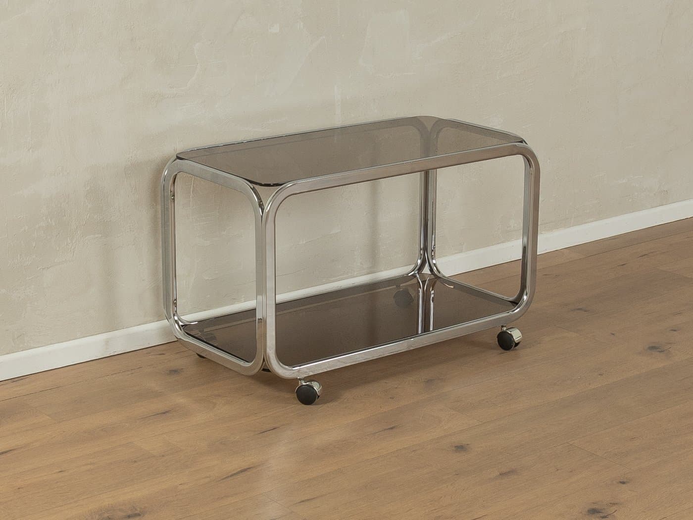 Stolik boczny, szkło barwione, chrom, Niemcy, lata 70. - 284017