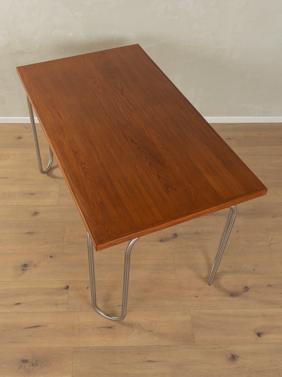 Desk Bauhaus, brown teak, silver stainless steel, Denmark, 1960s. - 284003