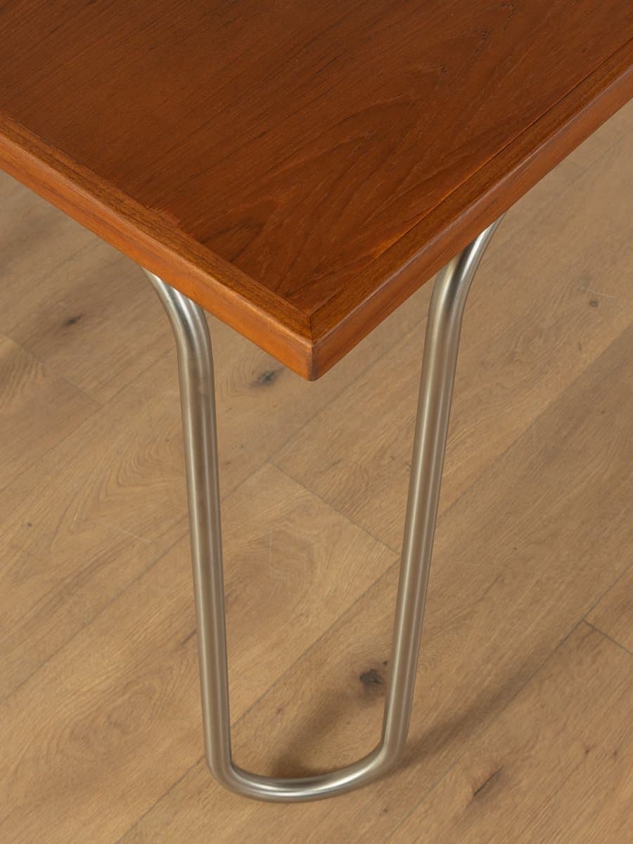 Desk Bauhaus, brown teak, silver stainless steel, Denmark, 1960s. - 284004