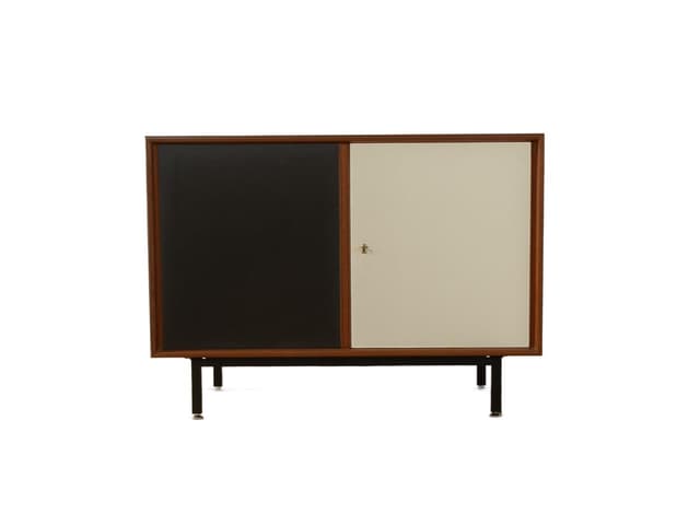 Komoda, teak brązowy, formica czarna biała, Niemcy, lata 60. - WYMIARY