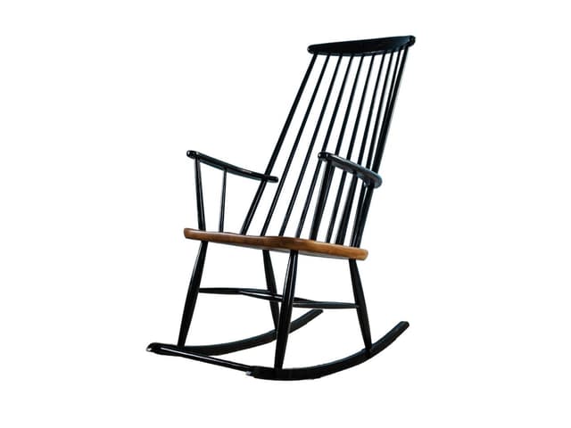 Fotel bujany, czarny jesion, Niemcy, lata 50. - WYMIARY