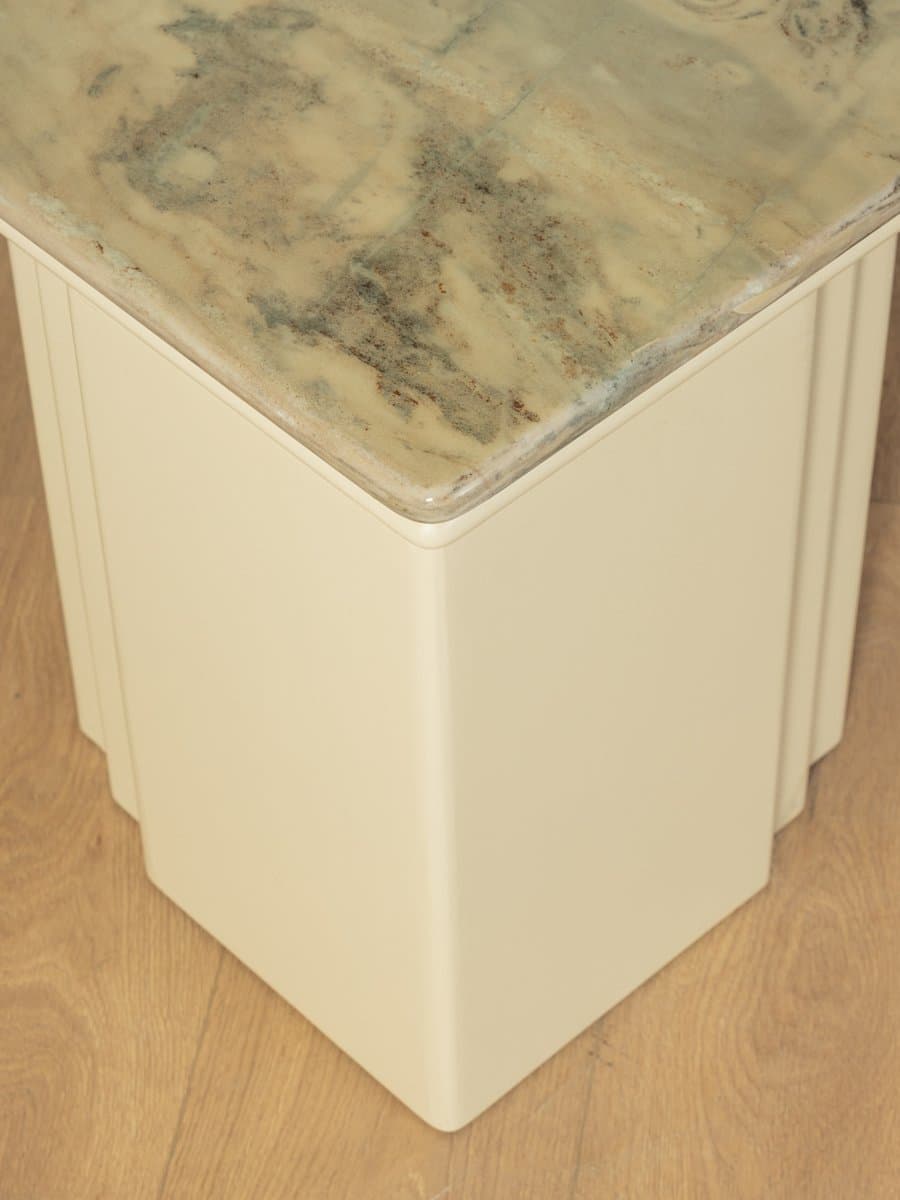 Stolik kawowy, beżowy marmur, drewno kremowy, Niemcy, lata 60. - 287027