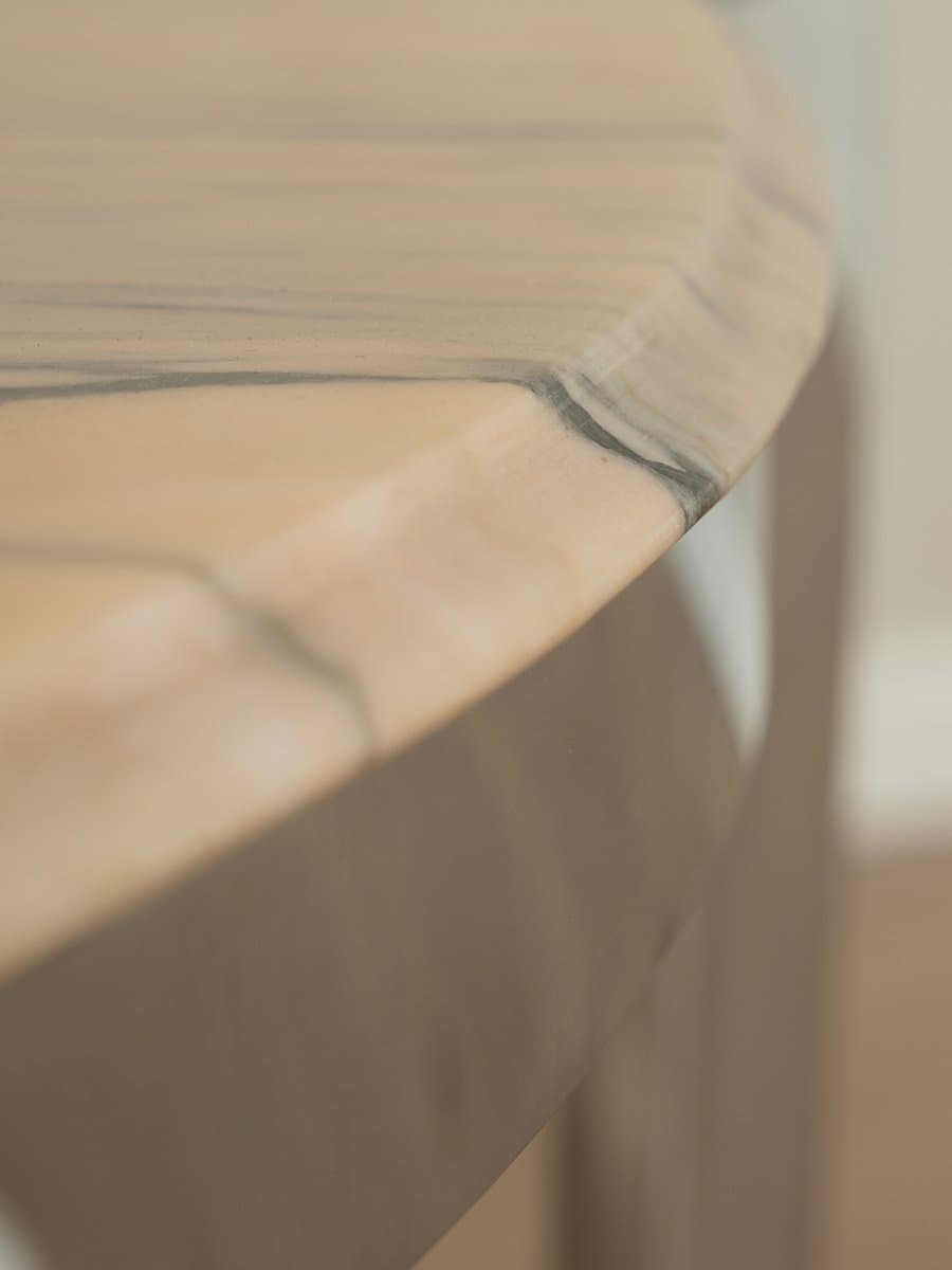 Stolik kawowy, marmur beżowy, stal nierdzewna srebrna, Niemcy, lata 60. - 287014