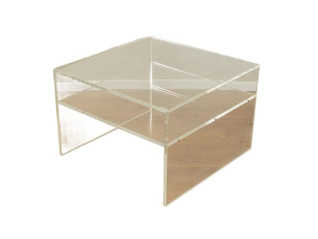 Stolik kawowy, przezroczysty, akryl, Niemcy, lata 60. - WYMIARY