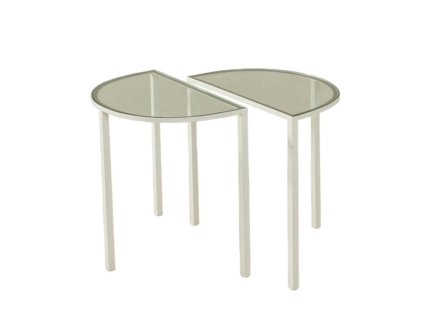 Zestaw dwóch stolików bocznych, szkło przezroczyste, metal biały, Niemcy, lata 80.