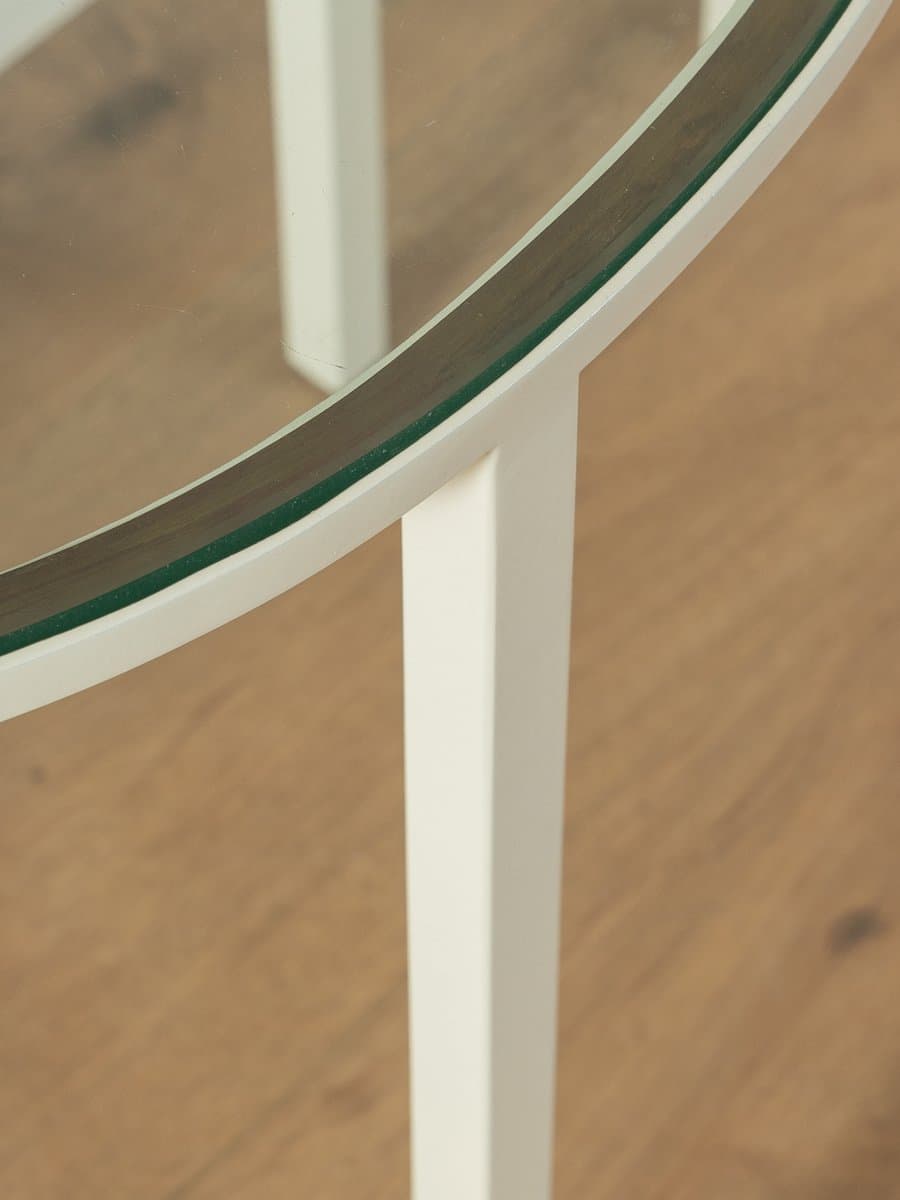 Zestaw dwóch stolików bocznych, szkło przezroczyste, metal biały, Niemcy, lata 80. - 286993