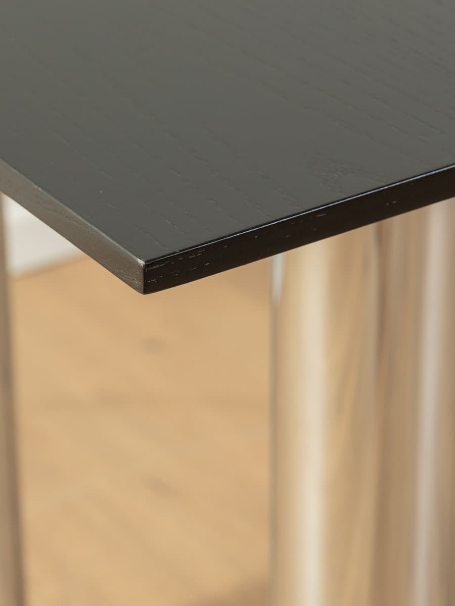 Stół rozkładany, czarny jesion, stal nierdzewna, Niemcy, lata 80. - 286974