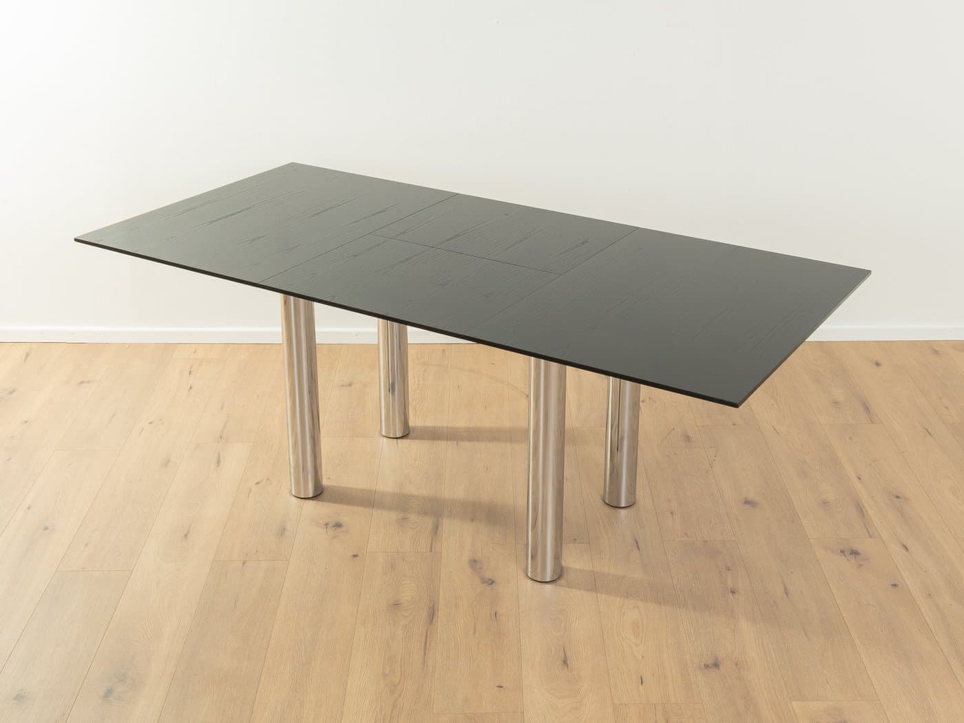 Stół rozkładany, czarny jesion, stal nierdzewna, Niemcy, lata 80. - 286977