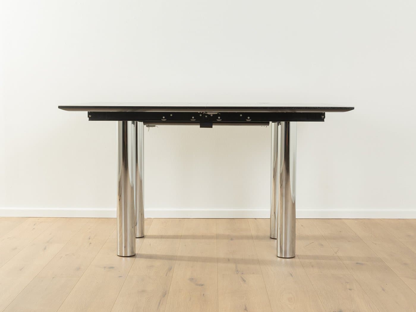 Stół rozkładany, czarny jesion, stal nierdzewna, Niemcy, lata 80. - 286971